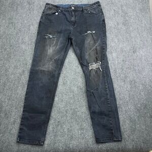 Serenade Jeans Mens 40 (Fits 38x31)‎ Distressed Ripped Denim Pants Black Wash